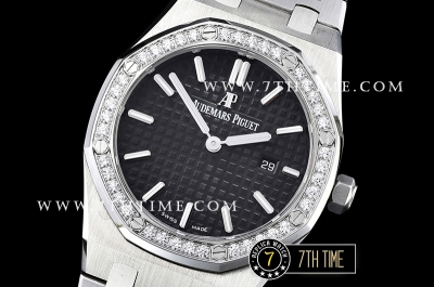 Royal Oak Ladies 33mm SS/SS Black Dial Diamond Bezel Swiss ETA Quartz