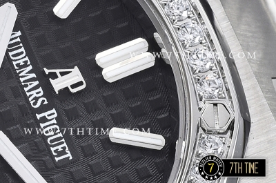 Royal Oak Ladies 33mm SS/SS Black Dial Diamond Bezel Swiss ETA Quartz