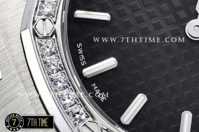 Royal Oak Ladies 33mm SS/SS Black Dial Diamond Bezel Swiss ETA Quartz