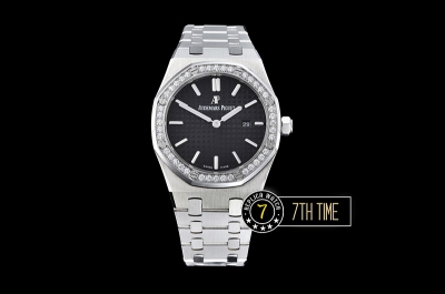 Royal Oak Ladies 33mm SS/SS Black Dial Diamond Bezel Swiss ETA Quartz