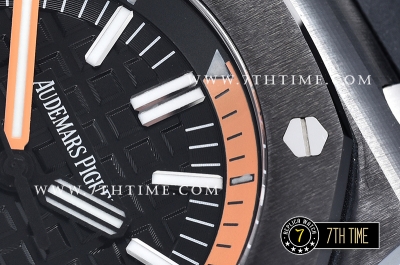 Royal Oak Diver 42mm Ceramic Bezel Black/Orange Dial Rubber   Strap MY9015 Mod