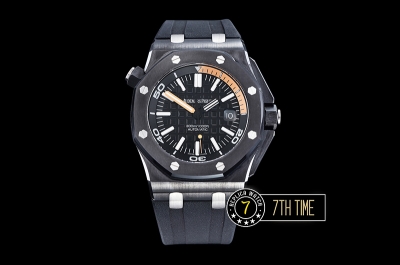 Royal Oak Diver 42mm Ceramic Bezel Black/Orange Dial Rubber   Strap MY9015 Mod