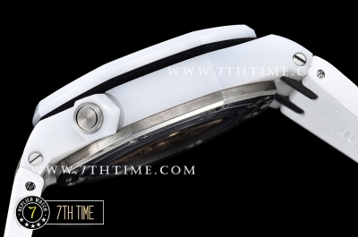 Royal Oak Diver 42mm White Ceramic Bezel White/Blue Dial Rubber Strap MY9015 Mod