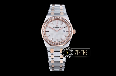 Royal Oak Ladies 33mm Diamonds RG/SS White Dial Swiss Quartz