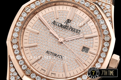 Royal Oak 15402 RG/LE Full Diamonds Paved Dial MY9015 Mod