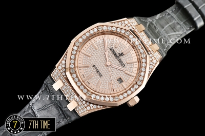 Royal Oak 15402 RG/LE Full Diamonds Paved Dial MY9015 Mod