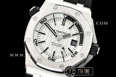 Royal Oak Offshore Diver 15710 42mm White Checkered Dial SS/RU Asia 2824