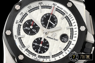 Royal Oak Offshore Novelty Ceramic Bezel SS/RU White/Black Dial A3126 Mod
