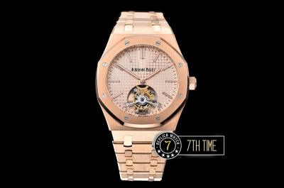 Royal Oak Extra Thin RG/RG Rose Gold Checkered Dial Flying Tourbillon