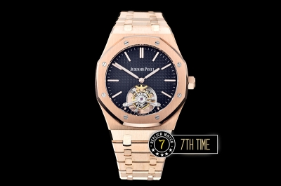 Royal Oak Extra Thin RG/RG Blue Checkered Dial Flying Tourbillon