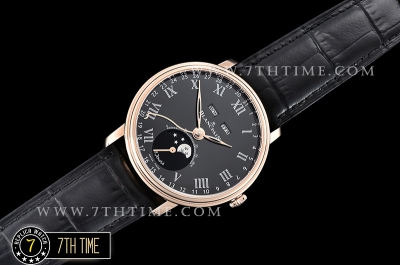 Blancpain Villeret Complications Black Dial 18K Rose Gold Thick Plated on Solid Stainless Steel