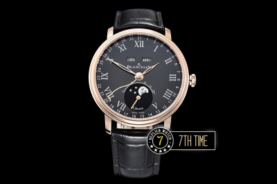 Blancpain Villeret Complications Black Dial 18K Rose Gold Thick Plated on Solid Stainless Steel
