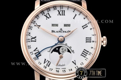 Blancpain Villeret Complications White Dial with Roman Numerals 18K Rose Gold Thick Plated on Solid Stainless Steel
