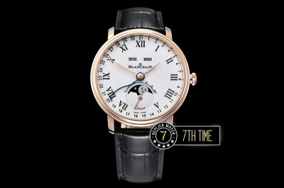 Blancpain Villeret Complications White Dial with Roman Numerals 18K Rose Gold Thick Plated on Solid Stainless Steel