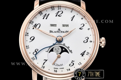 Blancpain Villeret Complications White Dial with Arabic Numerals 18K Rose Gold Thick Plated on Solid Stainless Steel