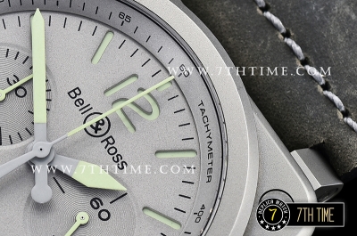 BR03-94 Horolum Chronograph Silver Grey Dial Black Leather Strap