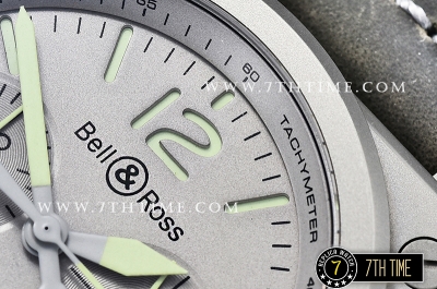 BR03-94 Horolum Chronograph Silver Grey Dial Black Leather Strap