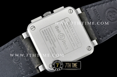 BR03-94 Horolum Chronograph Silver Grey Dial Black Leather Strap