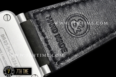 BR03-94 Horolum Chronograph Silver Grey Dial Black Leather Strap