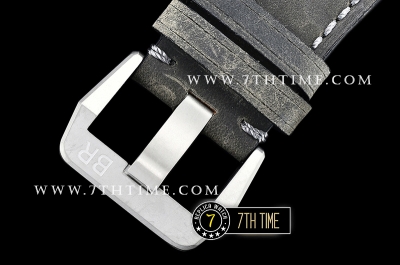 BR03-94 Horolum Chronograph Silver Grey Dial Black Leather Strap