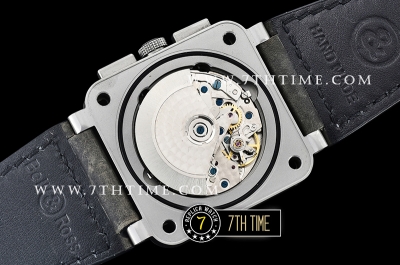 BR03-94 Horolum Chronograph Silver Grey Dial Black Leather Strap