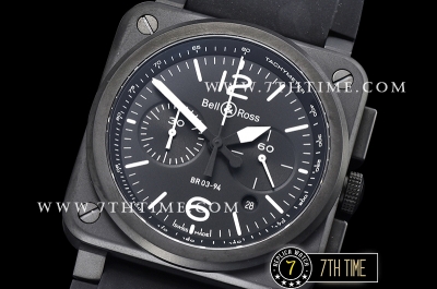 BR03-94 Chronograph Black Dial PVD Thick Coated on Solid Stainless Steel