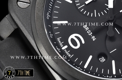 BR03-94 Chronograph Black Dial PVD Thick Coated on Solid Stainless Steel
