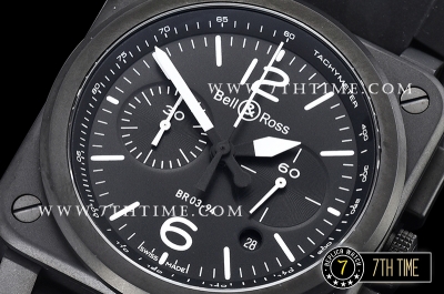 BR03-94 Chronograph Black Dial PVD Thick Coated on Solid Stainless Steel