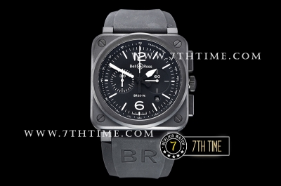 BR03-94 Chronograph Black Dial PVD Thick Coated on Solid Stainless Steel