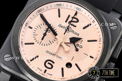 BR03-94 Desert Sand Beige Color Dial Chronograph PVD Thick Coated on Solid Stainless Steel
