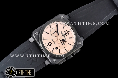 BR03-94 Desert Sand Beige Color Dial Chronograph PVD Thick Coated on Solid Stainless Steel