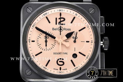 BR03-94 Desert Sand Beige Color Dial Chronograph PVD Thick Coated on Solid Stainless Steel