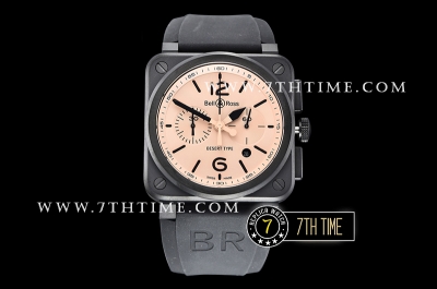 BR03-94 Desert Sand Beige Color Dial Chronograph PVD Thick Coated on Solid Stainless Steel