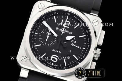 BR03-94 Chronograph Black Dial Solid Stainless Steel Asia 7750
