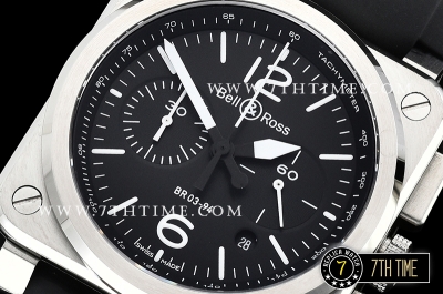 BR03-94 Chronograph Black Dial Solid Stainless Steel Asia 7750