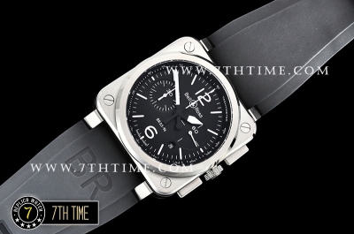 BR03-94 Chronograph Black Dial Solid Stainless Steel Asia 7750
