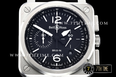 BR03-94 Chronograph Black Dial Solid Stainless Steel Asia 7750