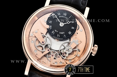 Breguet Tradition 7057BR Rose Gold Guilloche Skeletonal Dial with Roman Numerals 18K Rose Gold Thick Plated