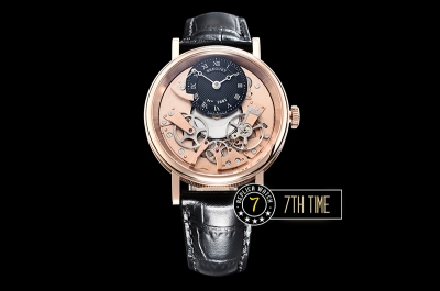 Breguet Tradition 7057BR Rose Gold Guilloche Skeletonal Dial with Roman Numerals 18K Rose Gold Thick Plated