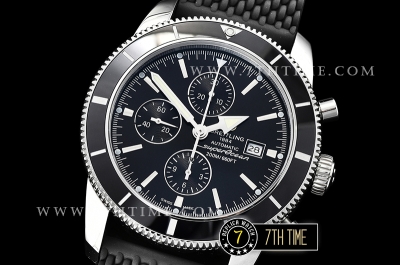 Breitling SuperOcean Heritage II Chrono Black Dial  with Stick Markers Asia Valjoux 7750