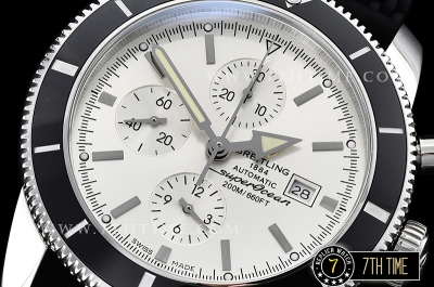 Breitling SuperOcean Heritage II Chrono White Dial with Stick Markers Black Ceramic Material Bezel Asia Valjoux 7750