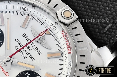 Breitling Chronomat Airborne White Dial with Black Subdials & Stick Markers Nylon Clad Leather Strap