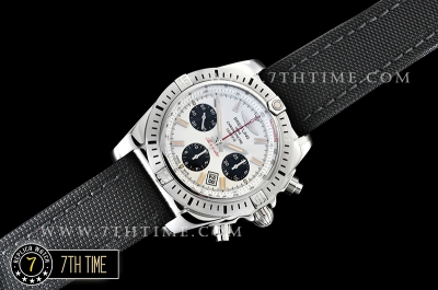 Breitling Chronomat Airborne White Dial with Black Subdials & Stick Markers Nylon Clad Leather Strap