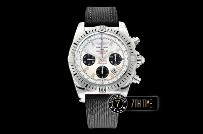 Breitling Chronomat Airborne White Dial with Black Subdials & Stick Markers Nylon Clad Leather Strap