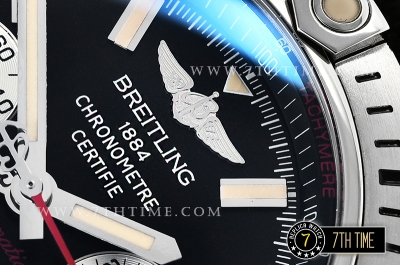 Breitling Chronomat Airborne Black Dial with Silver Tone Subdials & Stick Markers Nylon Clad Leather Strap