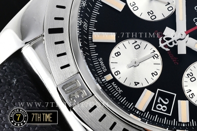 Breitling Chronomat Airborne Black Dial with Silver Tone Subdials & Stick Markers Nylon Clad Leather Strap