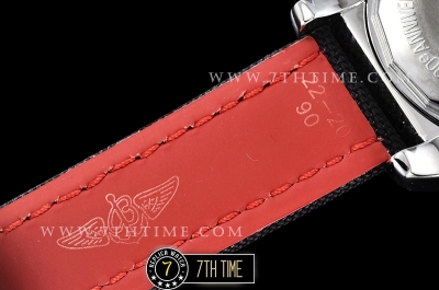 Breitling Chronomat Airborne Black Dial with Silver Tone Subdials & Stick Markers Nylon Clad Leather Strap