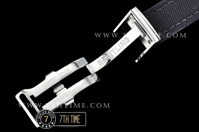 Breitling Chronomat Airborne Black Dial with Silver Tone Subdials & Stick Markers Nylon Clad Leather Strap