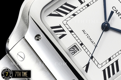 Cartier Santos White Dial with Black Roman Numeral Markers Solid Stainless Steel