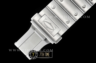 Cartier Santos White Dial with Black Roman Numeral Markers Solid Stainless Steel
